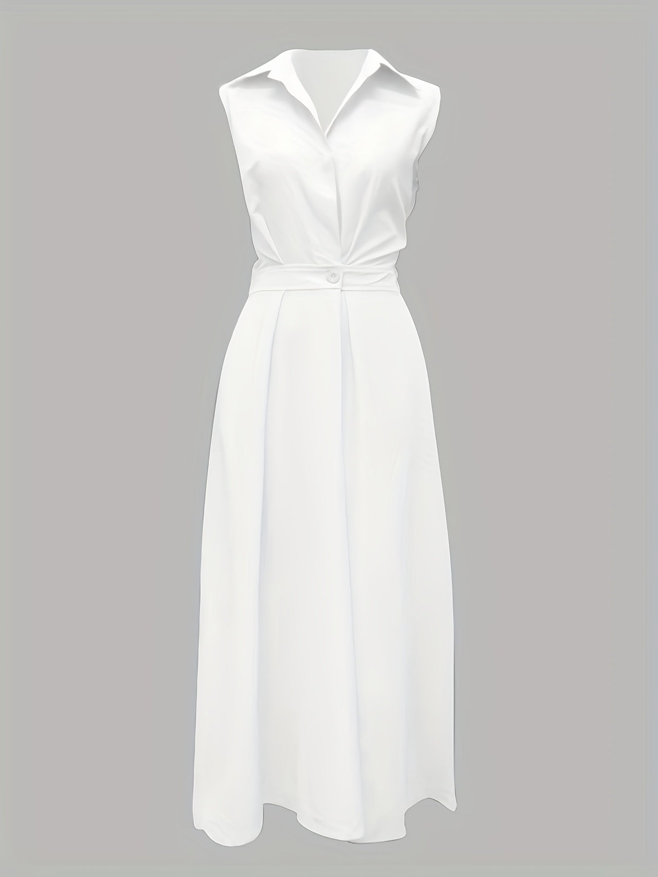 Women's Solid Collared Maxi Casual Dress - Sleeveless detail view