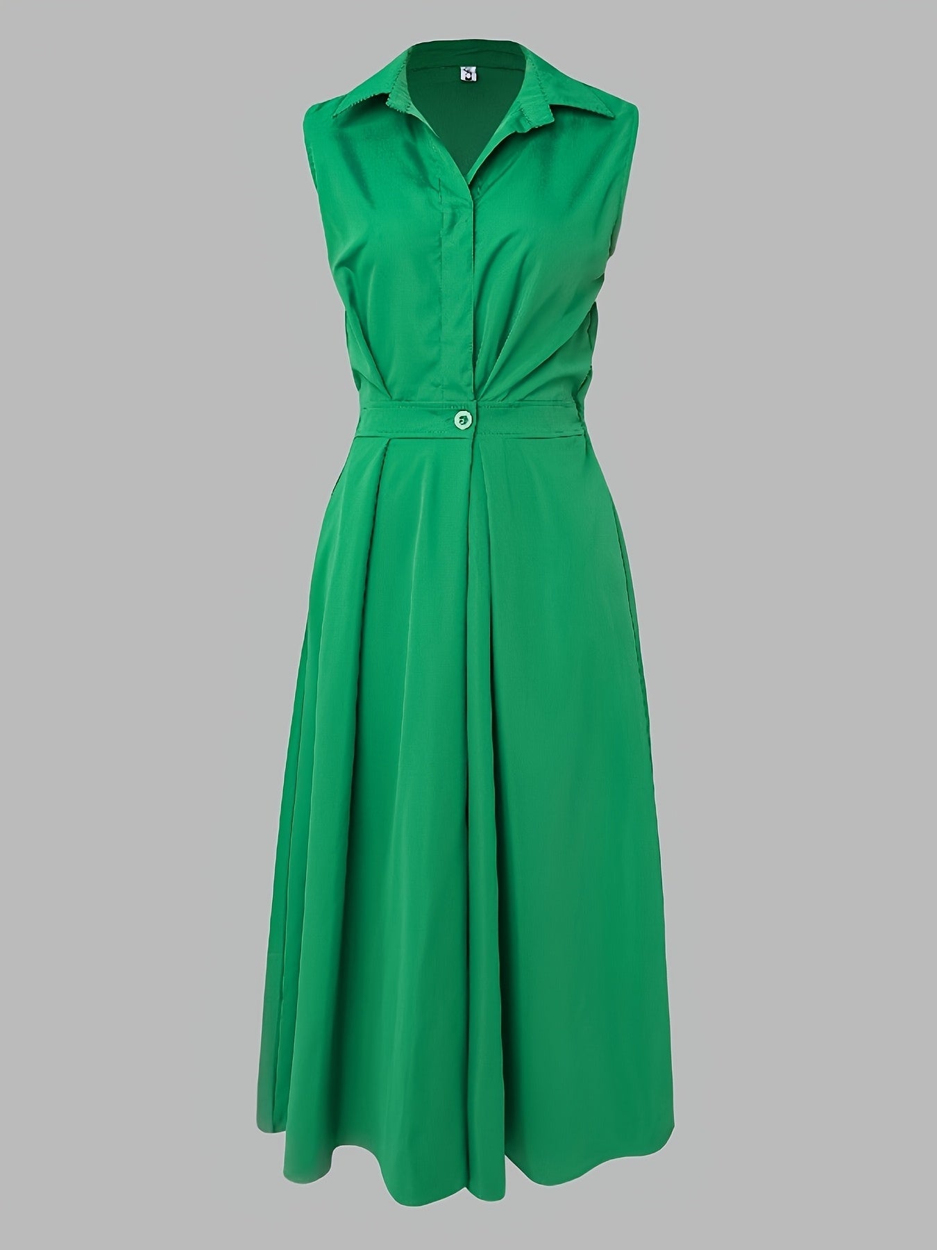 Women's Solid Collared Maxi Casual Dress - Sleeveless detail view