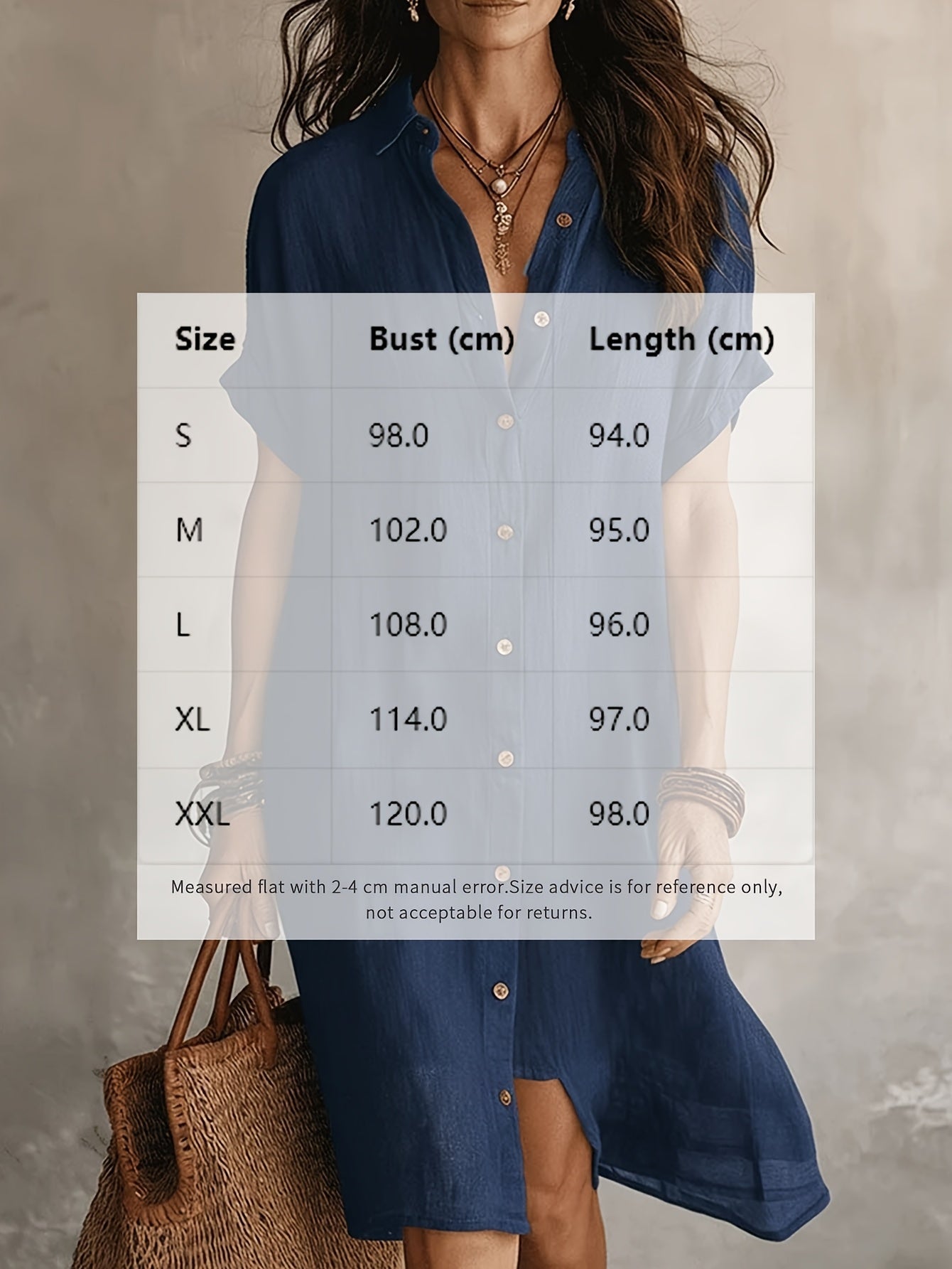 Women's Solid Collared Midi Shirt Dress - Button Front detail view