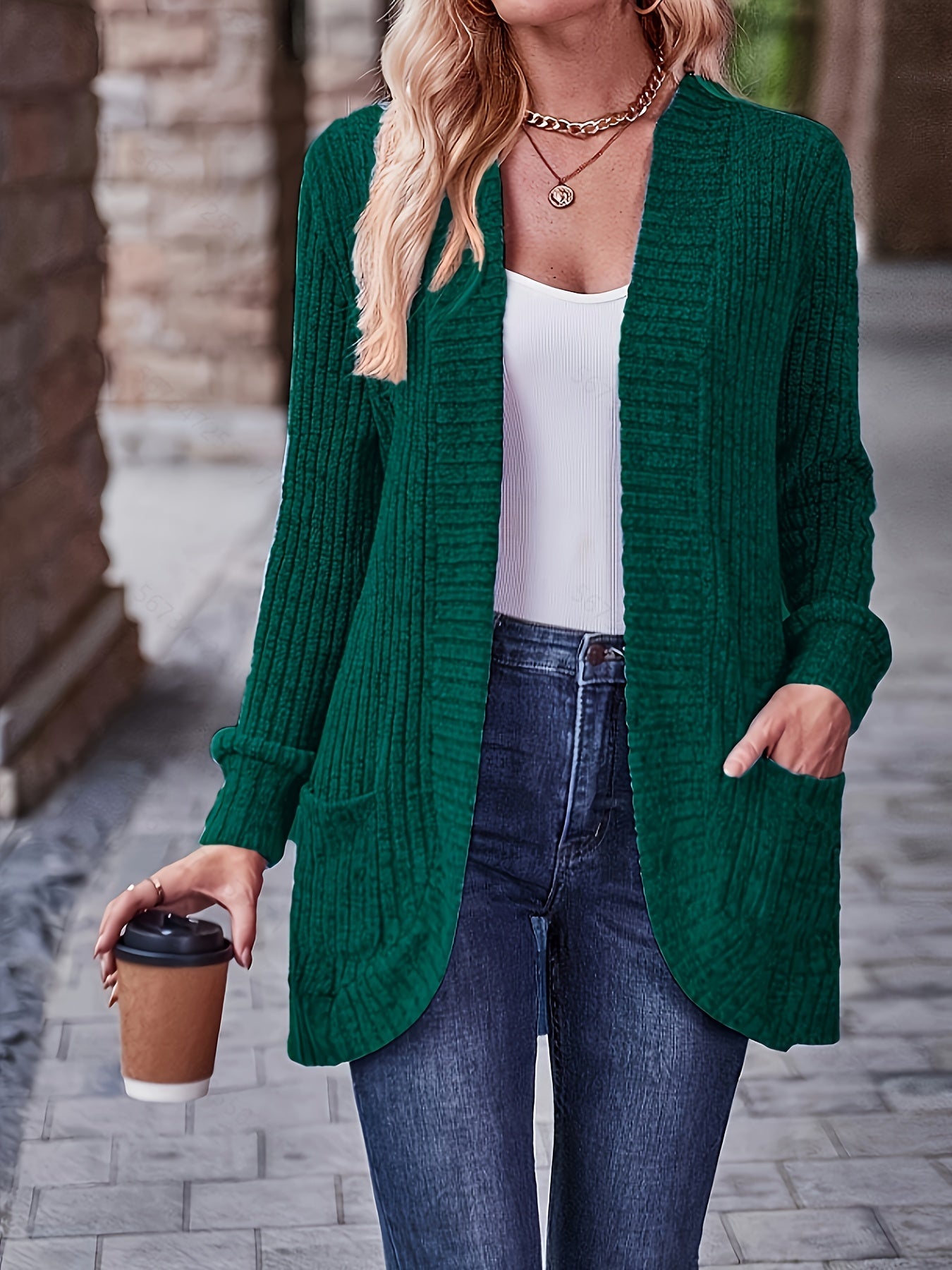 Women's Solid Color Blouse - Collared Long Sleeve detail view