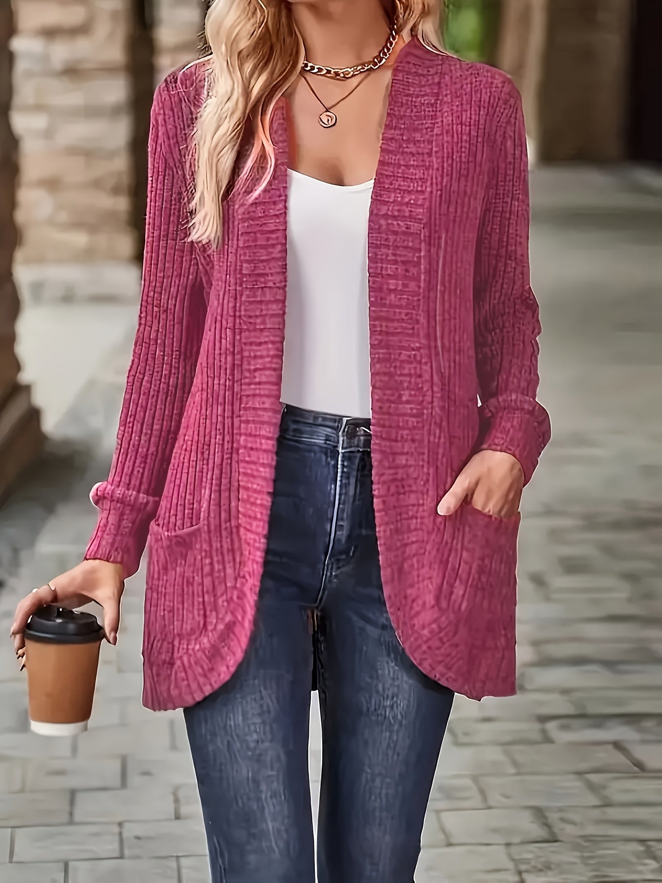 Women's Solid Color Blouse - Collared Long Sleeve detail view