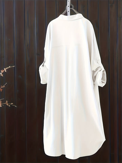 Women's Solid Color Blouse - Collared – Relaxed fit detail view