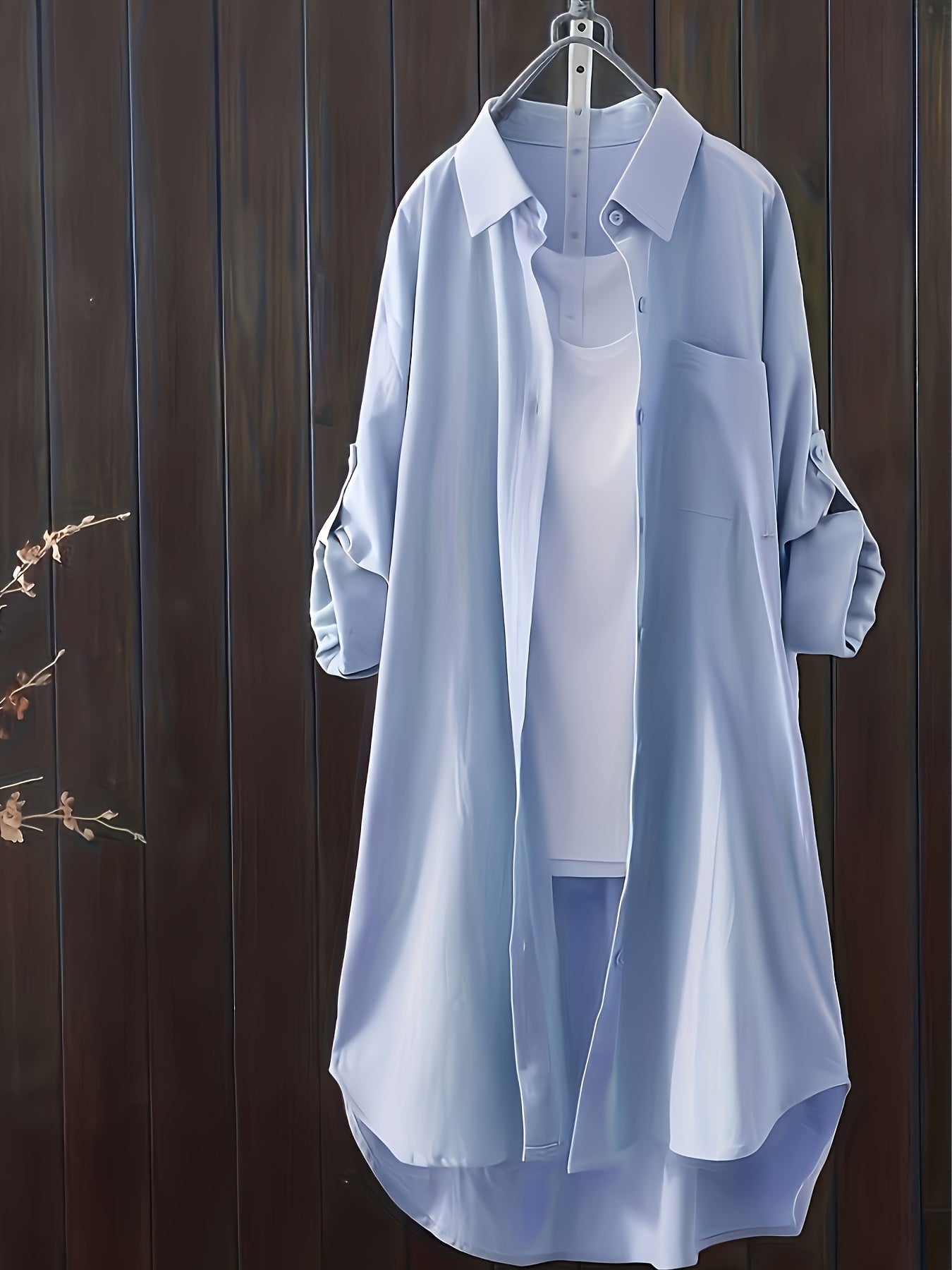 Women's Solid Color Blouse - Collared – Relaxed fit – view 9