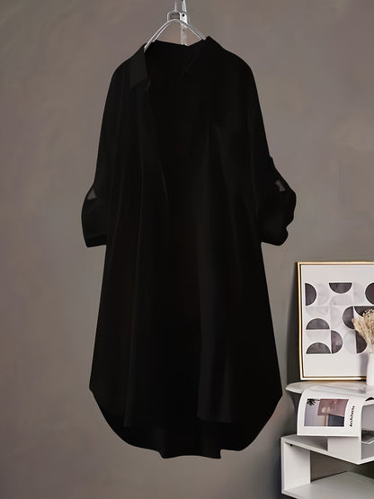 Women's Solid Color Blouse - Collared – Relaxed fit – view 11