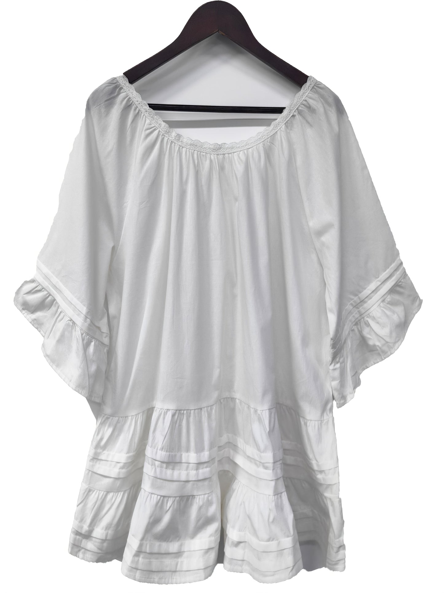 Women's Solid Color Blouse - Scoop Neck Half Sleeve detail view