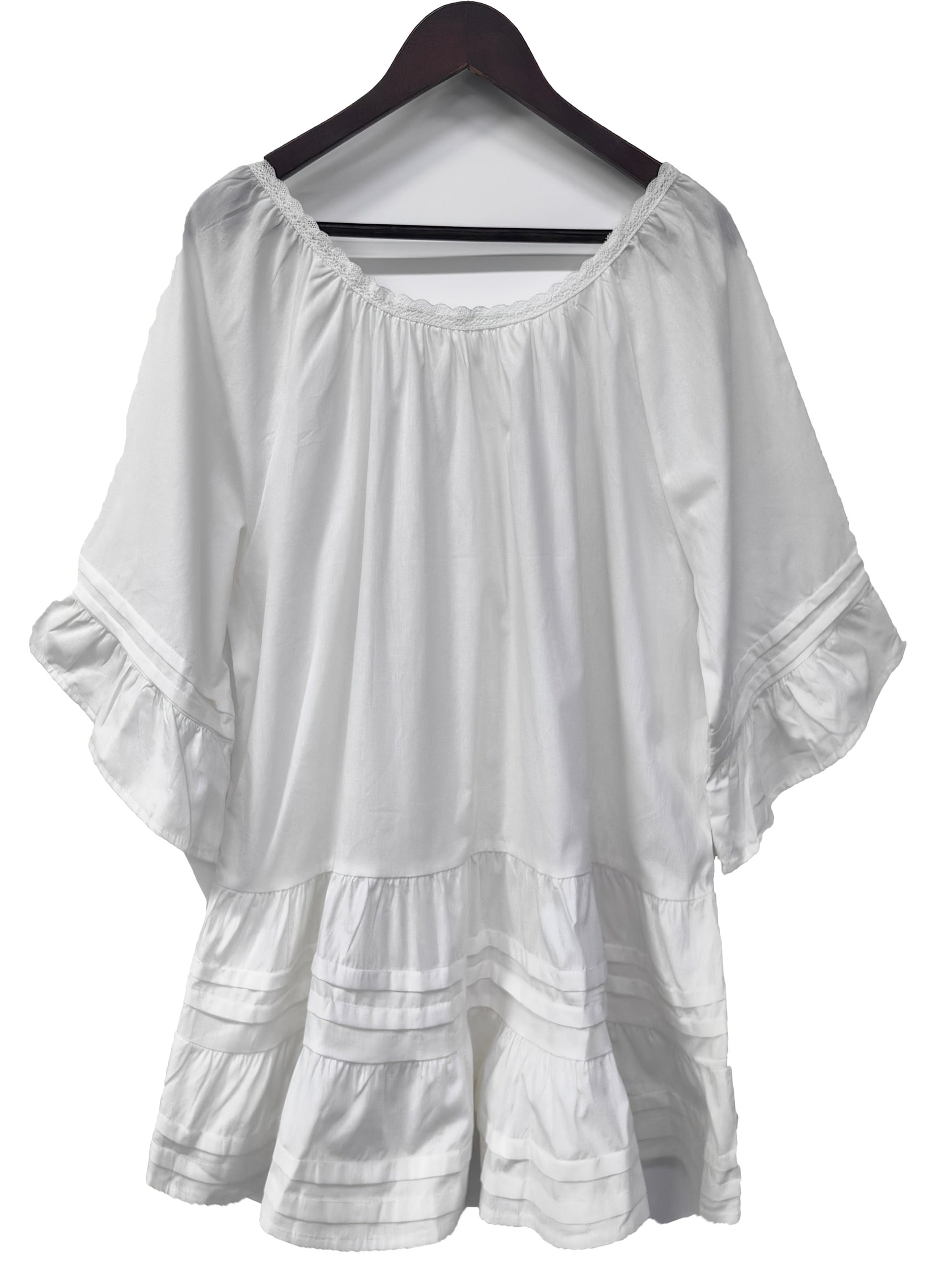 Women's Solid Color Blouse - Scoop Neck Half Sleeve detail view