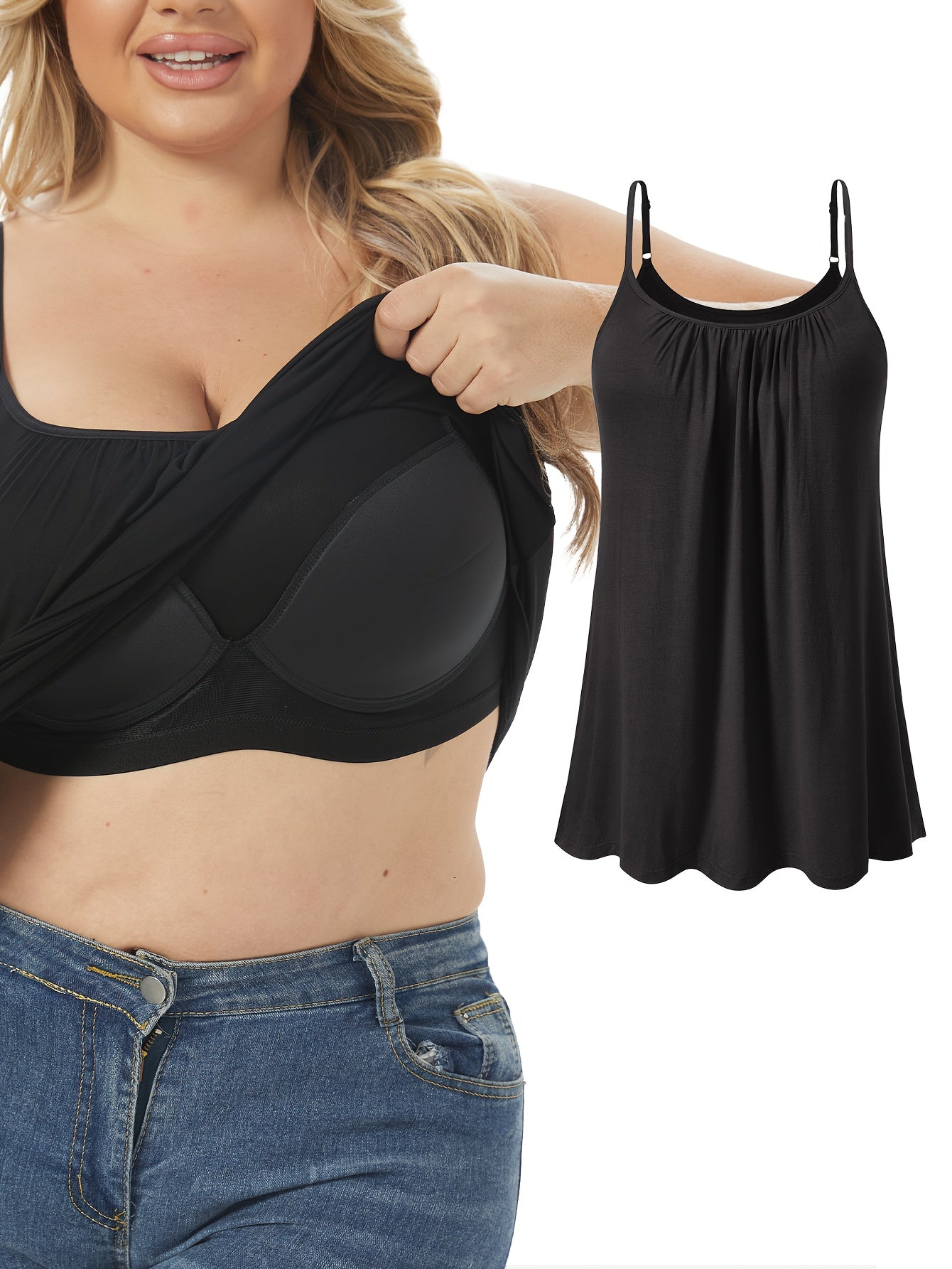 Women's Solid Color Camisole - Sleeveless – 3-Color Selection – Black option – main product image