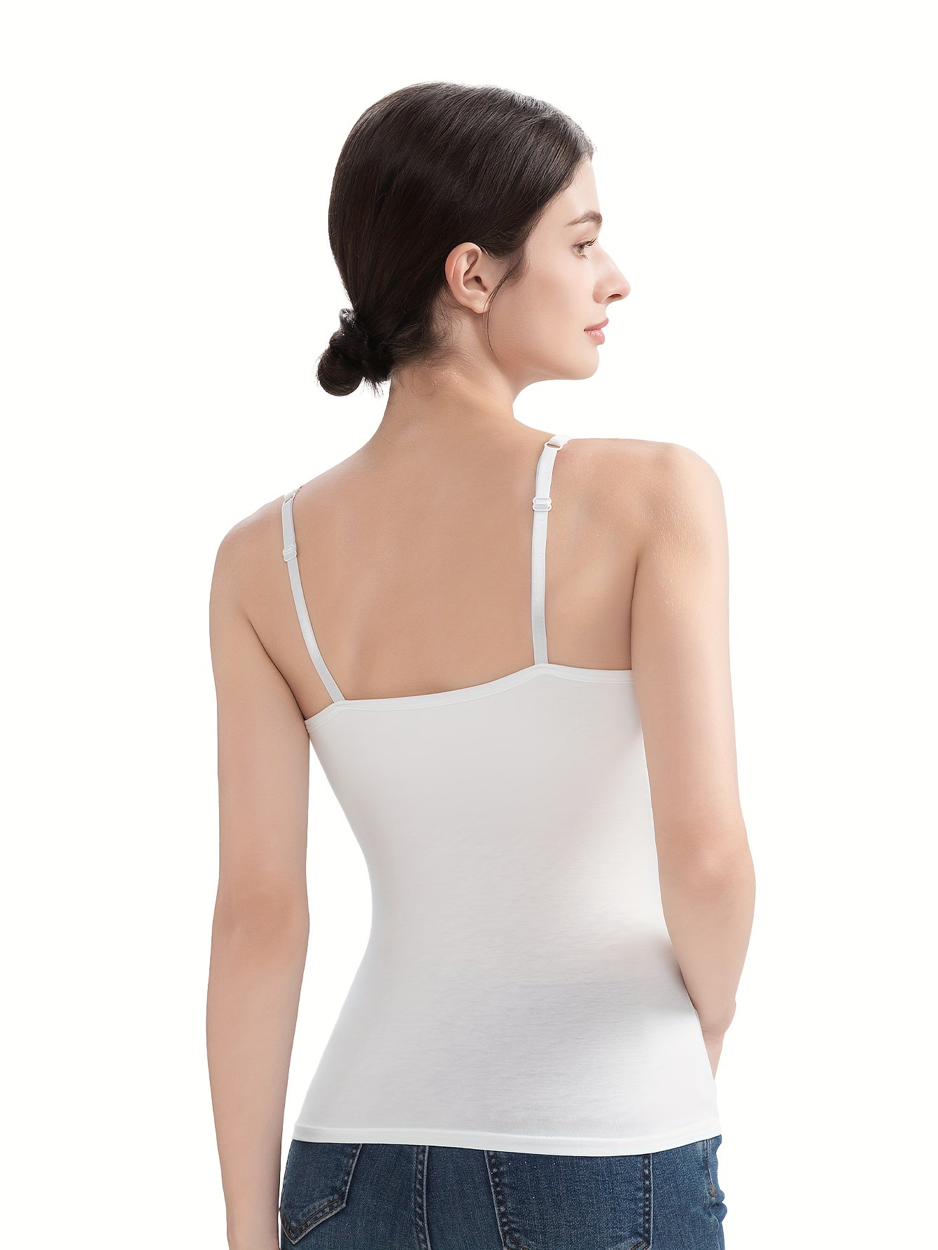 Women's Solid Color Camisole - Sleeveless – Black & White & Gray – view 2
