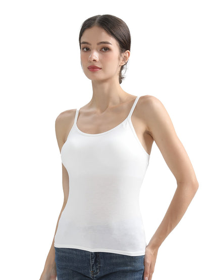 Women's Solid Color Camisole - Sleeveless – Black & White & Gray – view 4