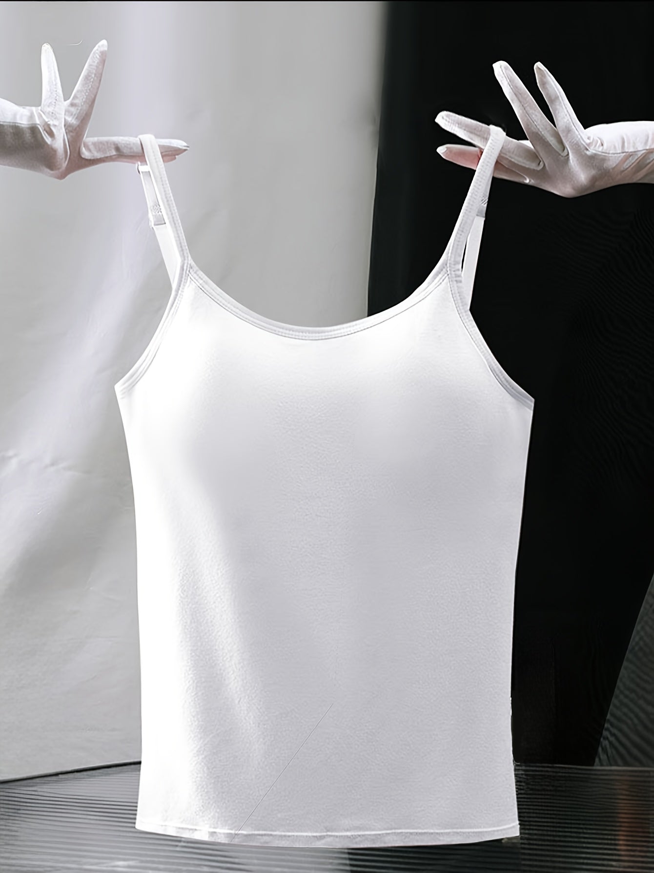 Women's Solid Color Camisole - Sleeveless – Black & White & Gray – view 6