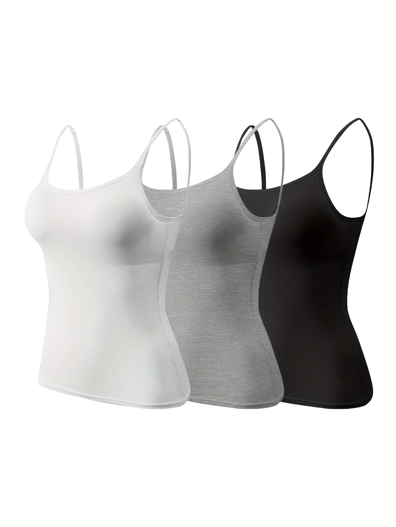 Women's Solid Color Camisole - Sleeveless – Black & White & Gray – view 8