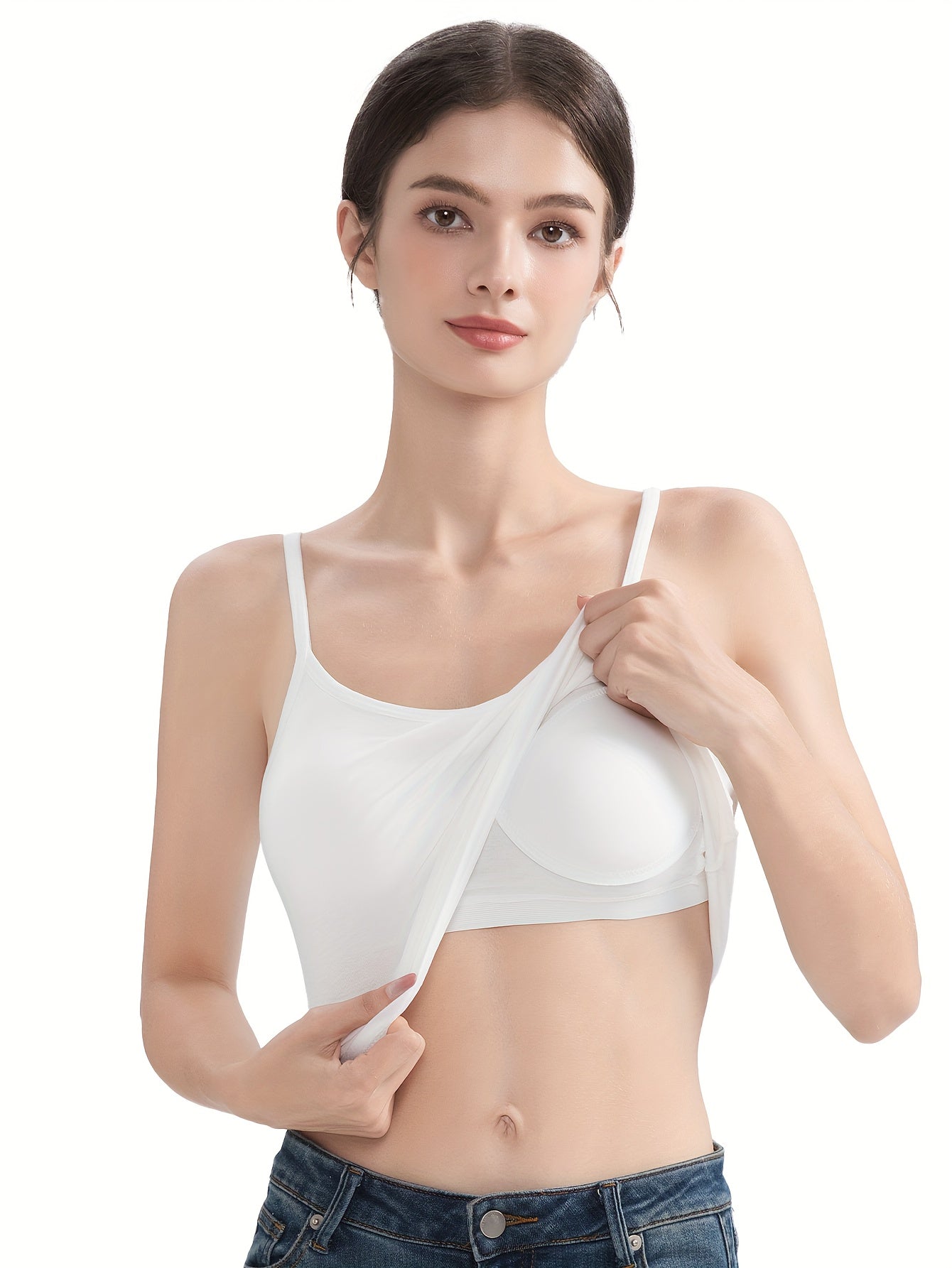 Women's Solid Color Camisole - Sleeveless – Black & White & Gray – view 10