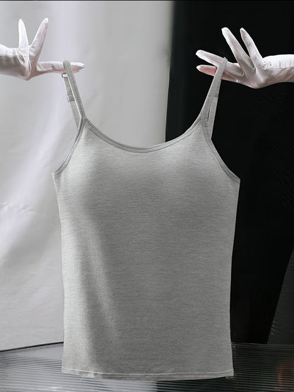 Women's Solid Color Camisole - Sleeveless – Black & White & Gray – view 14