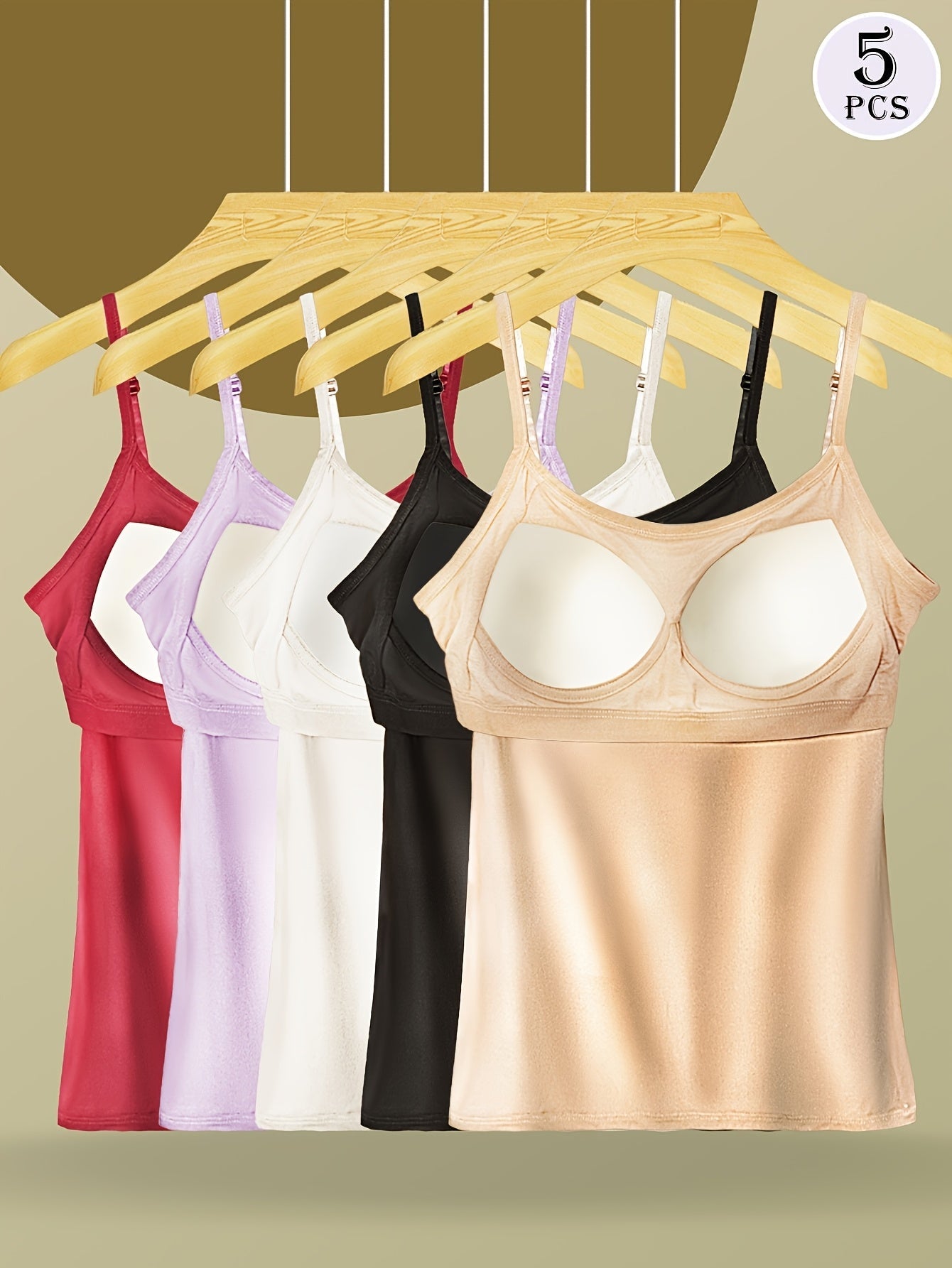 Women's Solid Color Camisole - Sleeveless – Black, White, Apricot, Purple, Red – view 4