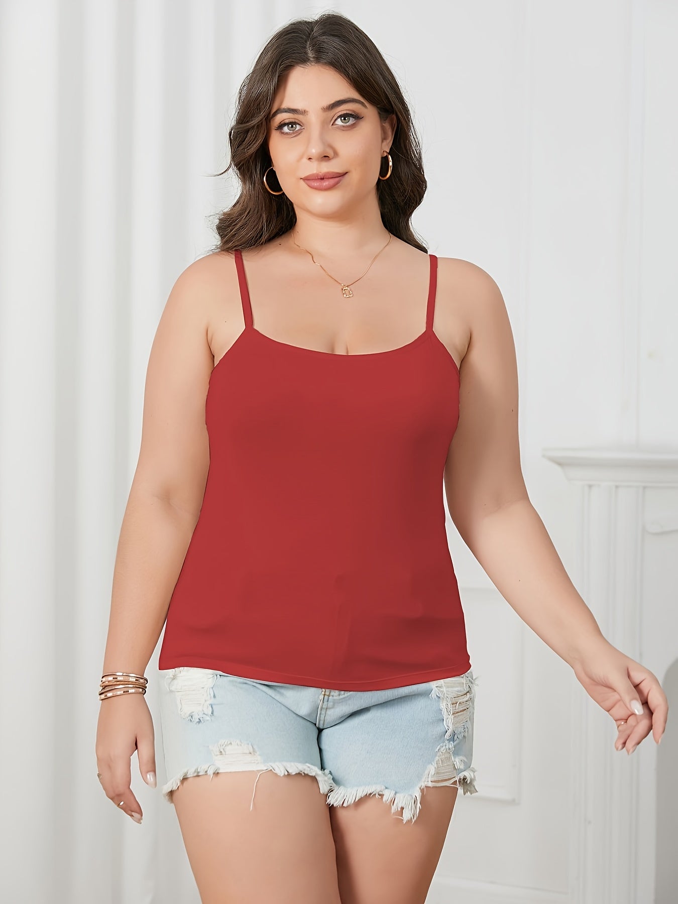 Women's Solid Color Camisole - Sleeveless – White & Apricot & Black / Red Purple Pink detail view