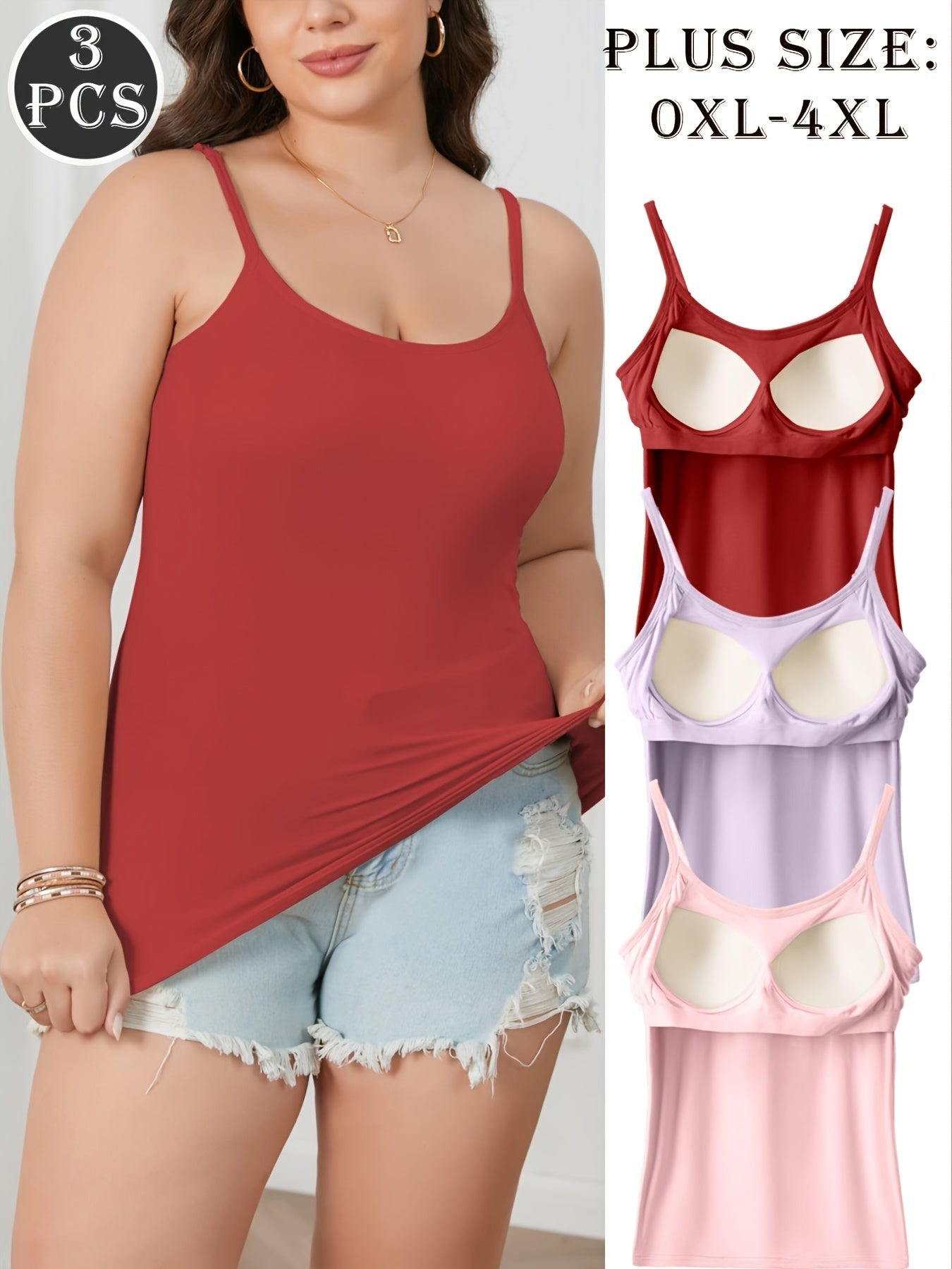 Women's Solid Color Camisole - Sleeveless – White & Apricot & Black / Red Purple Pink detail view