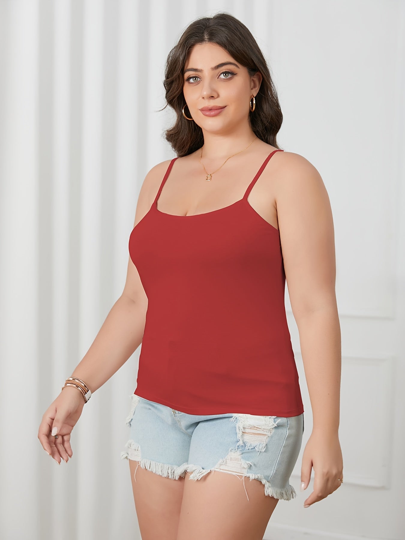 Women's Solid Color Camisole - Sleeveless – White & Apricot & Black / Red Purple Pink detail view