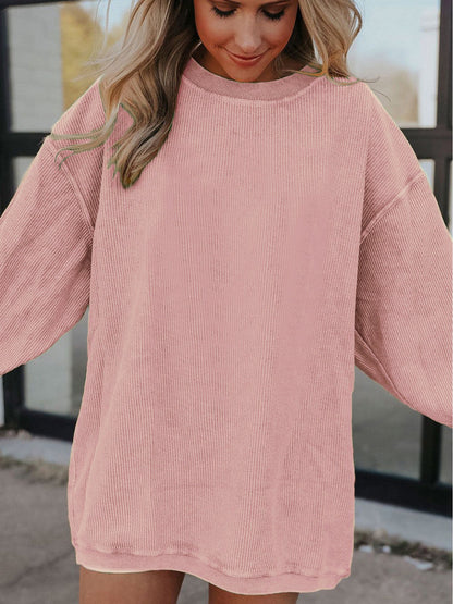 Women's Solid Color Crewneck Sweatshirt - Crew Neck Long Sleeve detail view