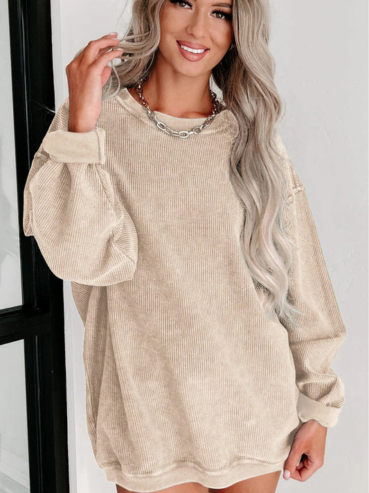Women's Solid Color Crewneck Sweatshirt - Crew Neck Long Sleeve – Pink option – main product image