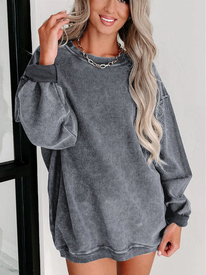 Women's Solid Color Crewneck Sweatshirt - Crew Neck Long Sleeve – Pink option – view 5
