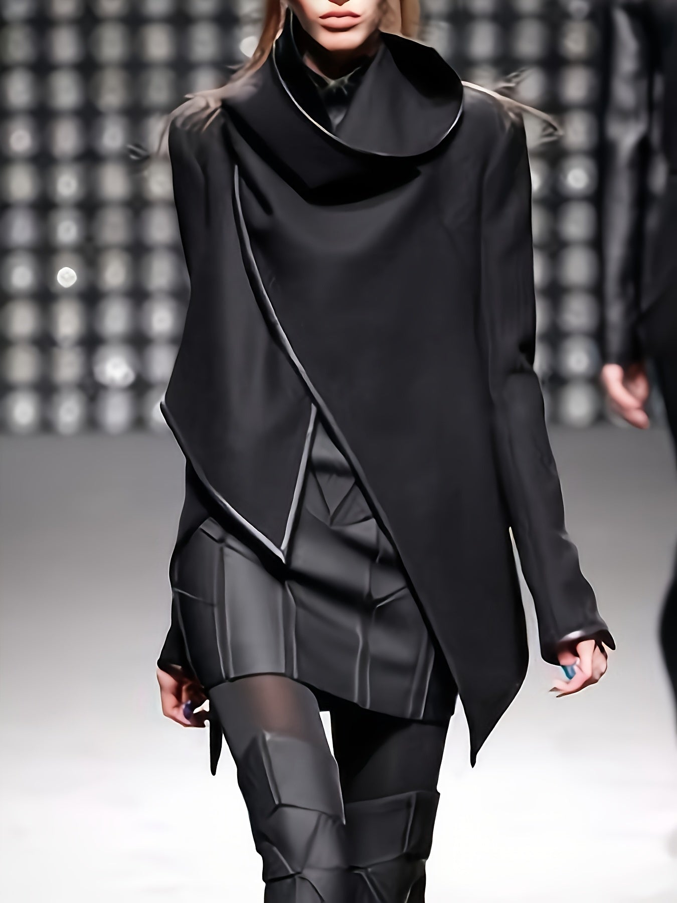 Women's Solid Color Jacket - High Neck Long Sleeve detail view