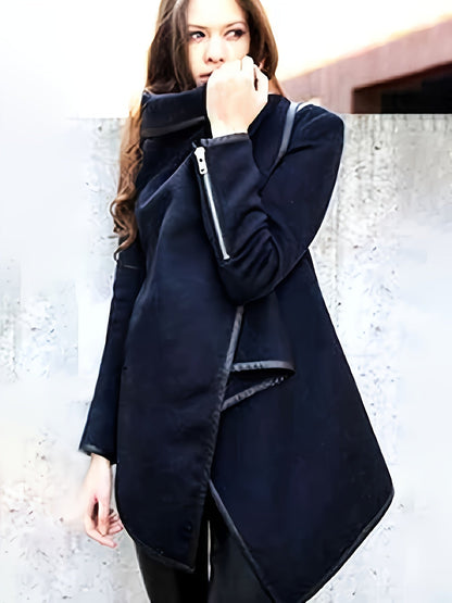 Women's Solid Color Jacket - High Neck Long Sleeve detail view