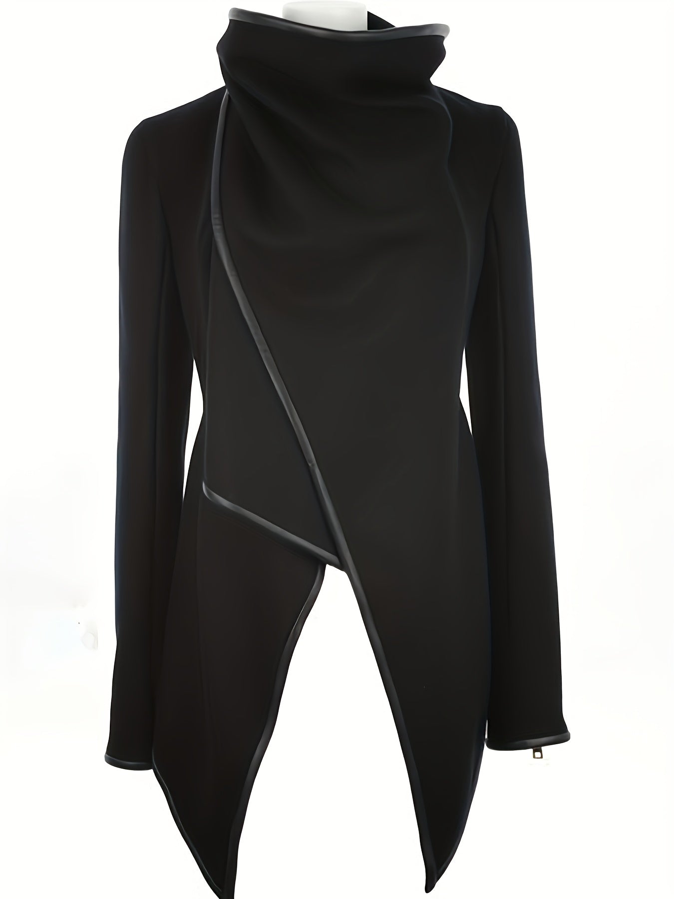 Women's Solid Color Jacket - High Neck Long Sleeve detail view