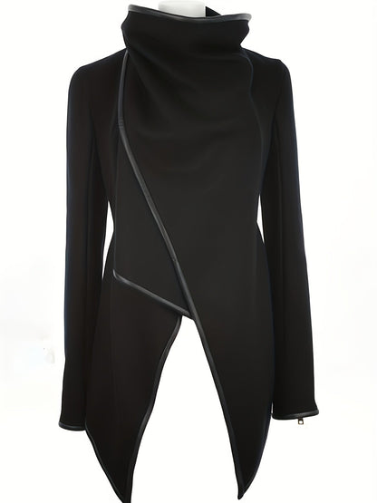 Women's Solid Color Jacket - High Neck Long Sleeve detail view