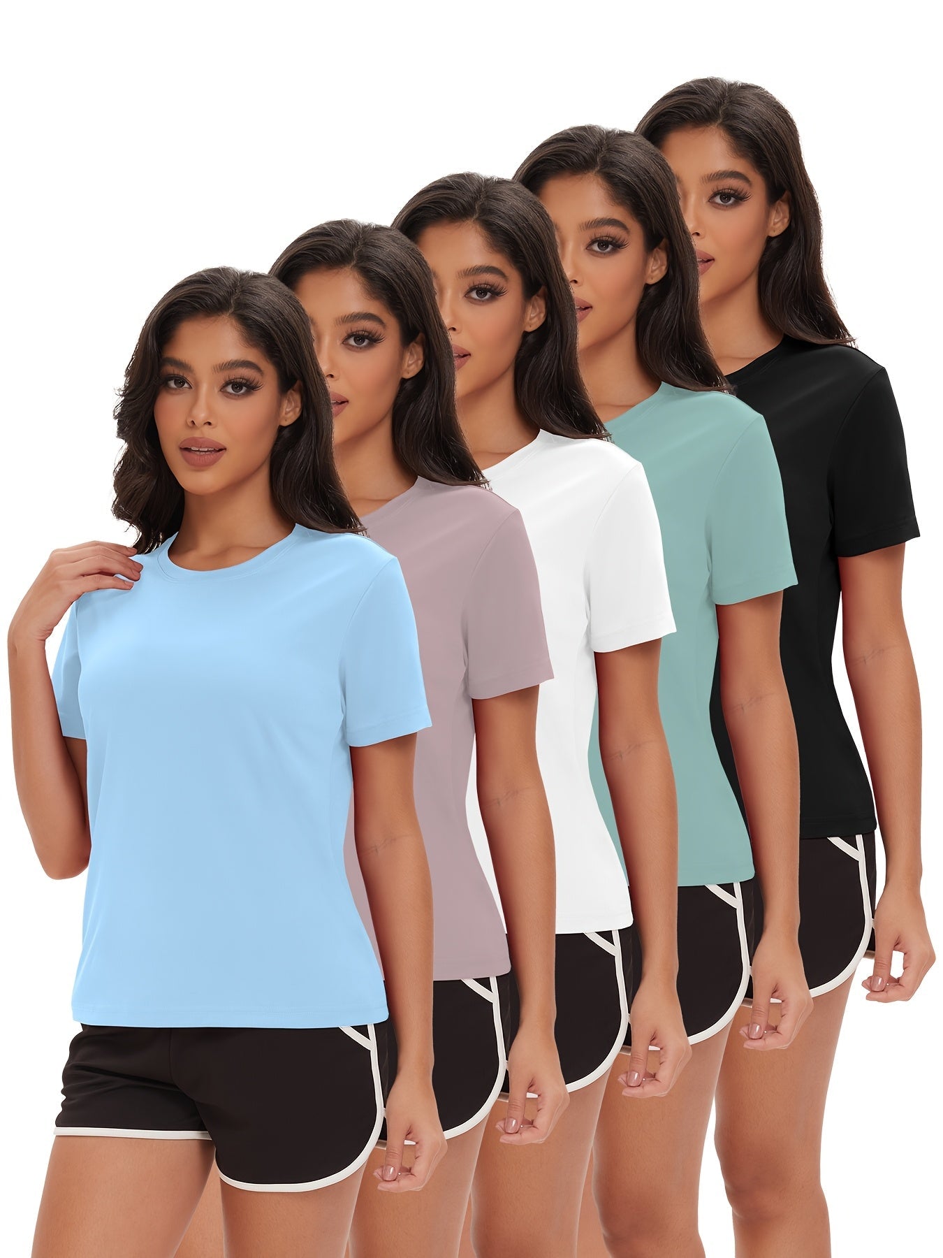 Women's Solid Color Performance T-Shirt - Crew Neck Short Sleeve – main product image