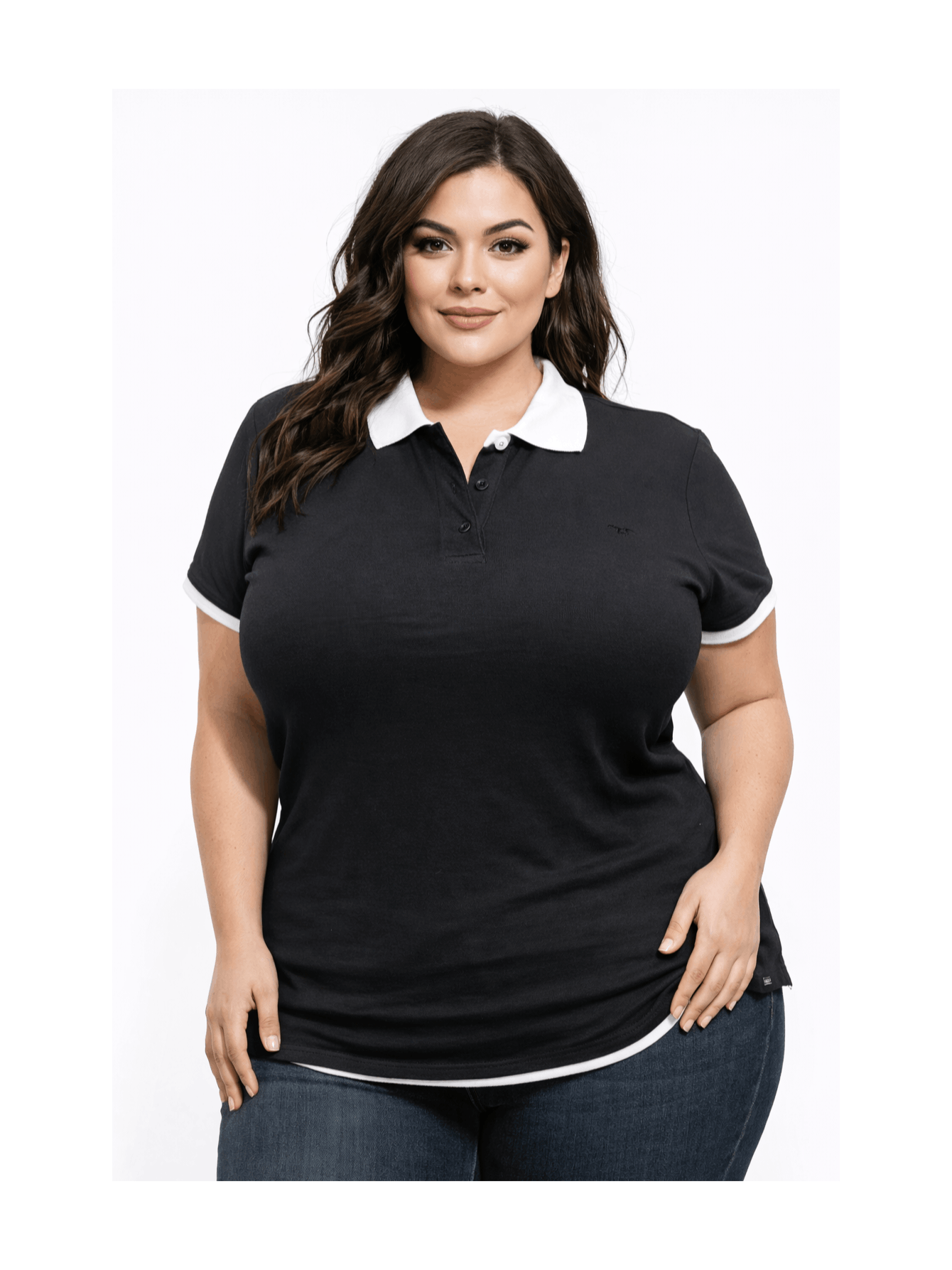 Women's Solid Color Polo Shirt - Classic Neck Short Sleeve – BROWN option – view 2