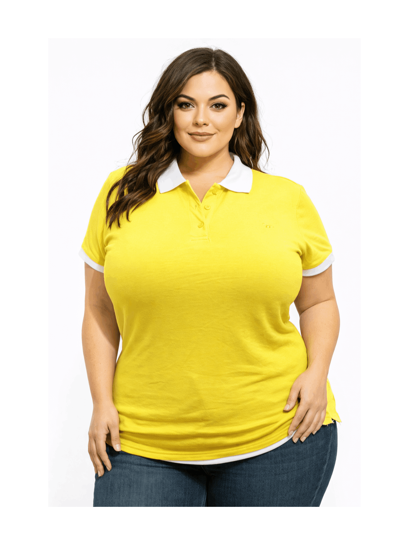Women's Solid Color Polo Shirt - Classic Neck Short Sleeve – BROWN option – view 4