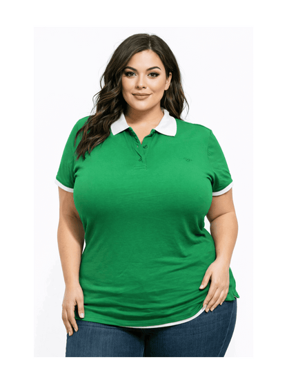 Women's Solid Color Polo Shirt - Classic Neck Short Sleeve – BROWN option – view 6