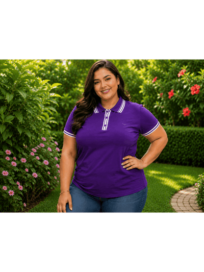 Women's Solid Color Polo Shirt - Classic Neck Short Sleeve – BROWN option – view 9