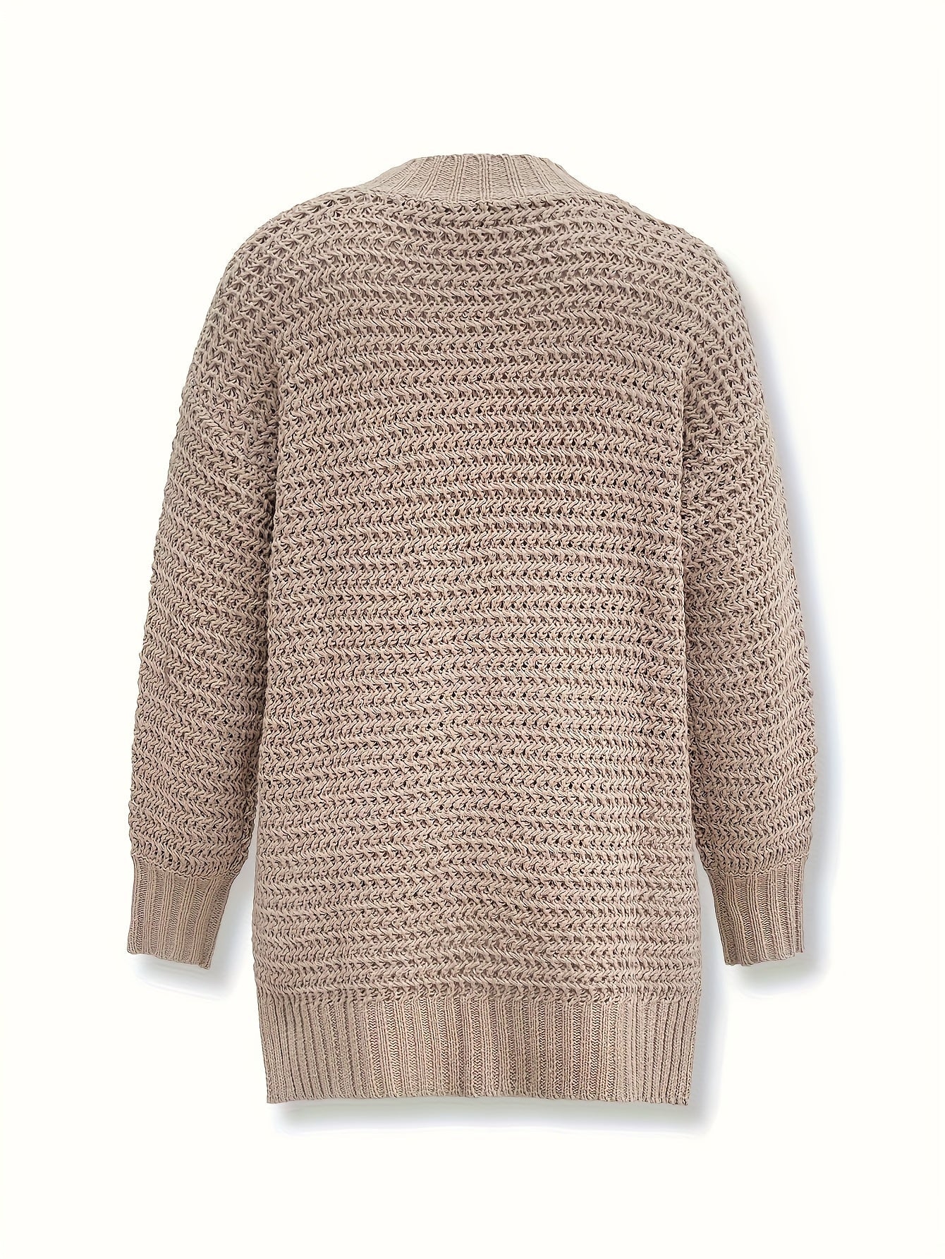 Women's Solid Color Pullover Sweater - Relaxed Fit Crew Neck detail view