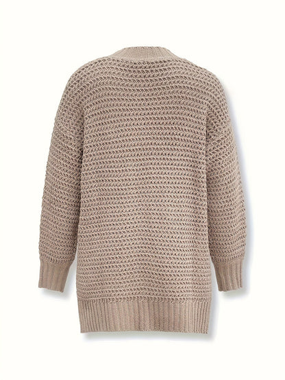 Women's Solid Color Pullover Sweater - Relaxed Fit Crew Neck detail view