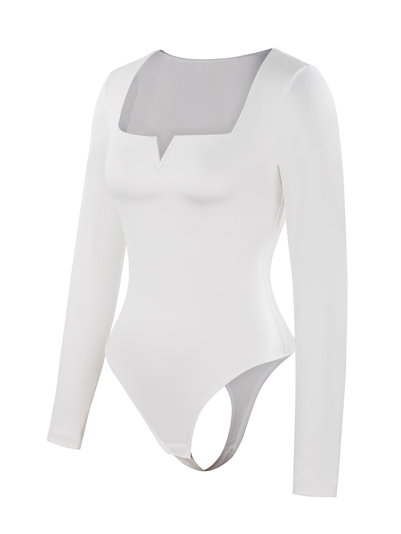 Women's Solid Color Shapewear Bodysuit - Crew Neck Long Sleeve detail view