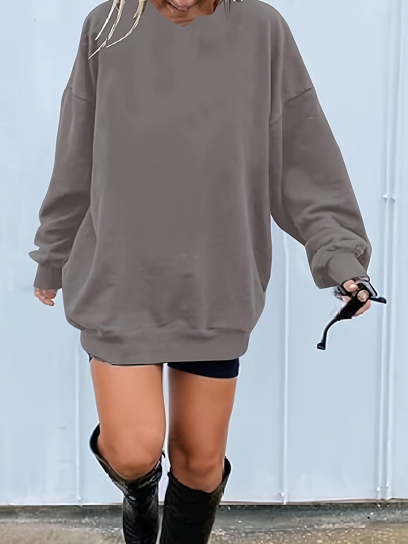 Women's Solid Color Shirt - Long Sleeve – Black / pink color – Black option – view 7