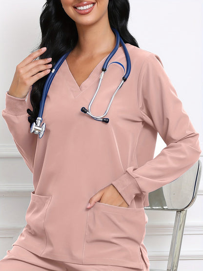 Women's Solid Color Shirt - Long Sleeve – Peacock Blue / Black – Blue option – main product image