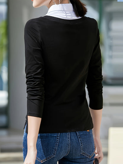 Women's Solid Color Shirt - Short Sleeve – Black / Pink detail view