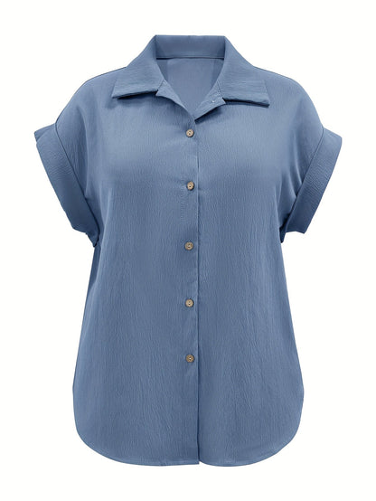 Women's Solid Color Shirt - Short Sleeve – Royal Blue detail view