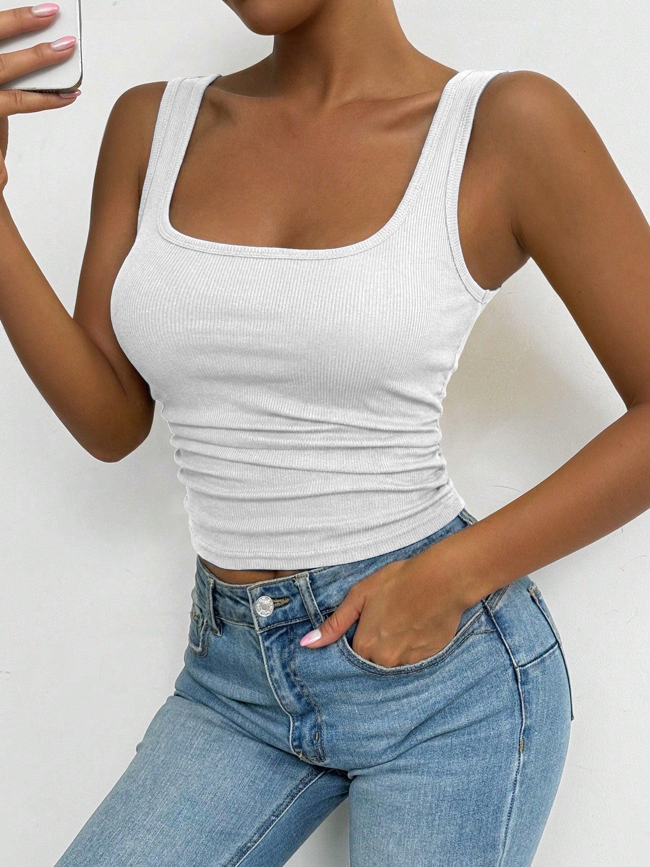 Women's Solid Color Shirt - Sleeveless – Mixed colors Polyester – view 5