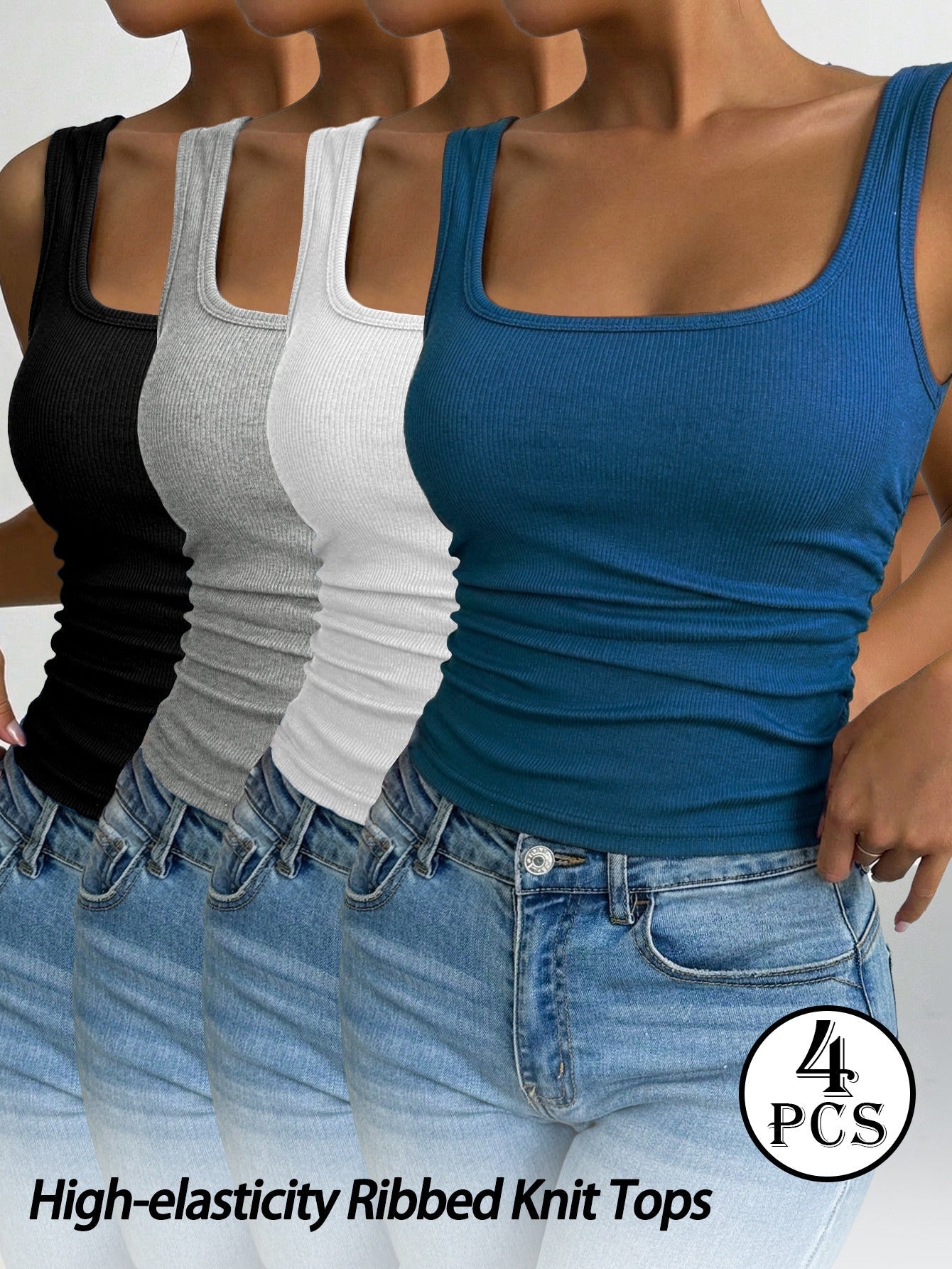 Women's Solid Color Shirt - Sleeveless – Mixed colors Polyester – view 6