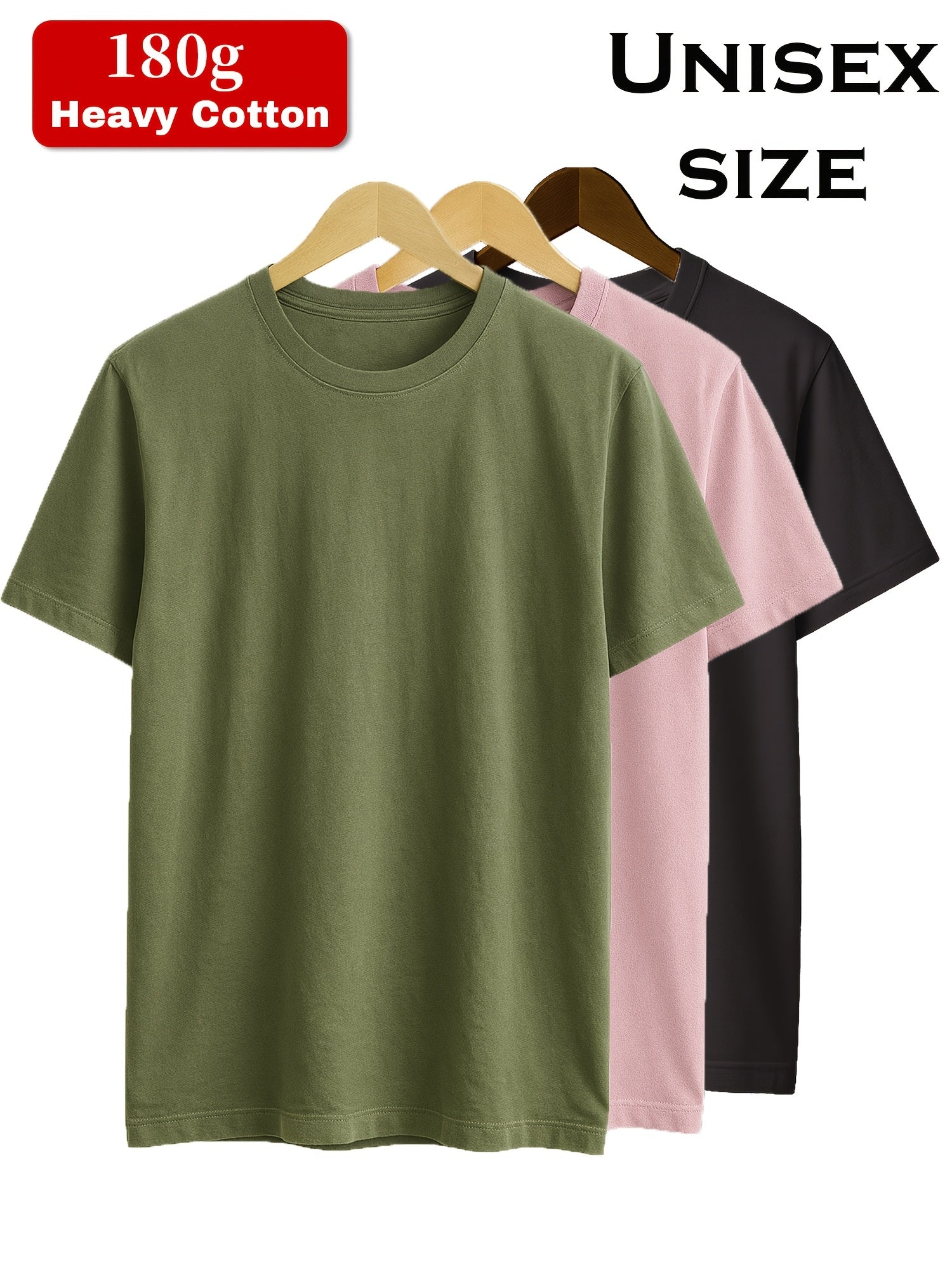 Women's Solid Color T-Shirt - 3-Pack Crew Neck Short Sleeve detail view