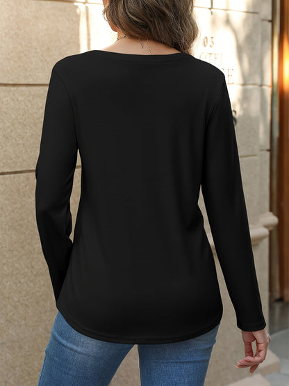 Women's Solid Color T-Shirt - 3-Pack Square Neck Three-Quarter Sleeve detail view