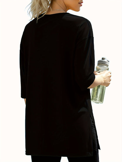 Women's Solid Color T-Shirt - 3-Pack V-Neck Three-Quarter Sleeve detail view