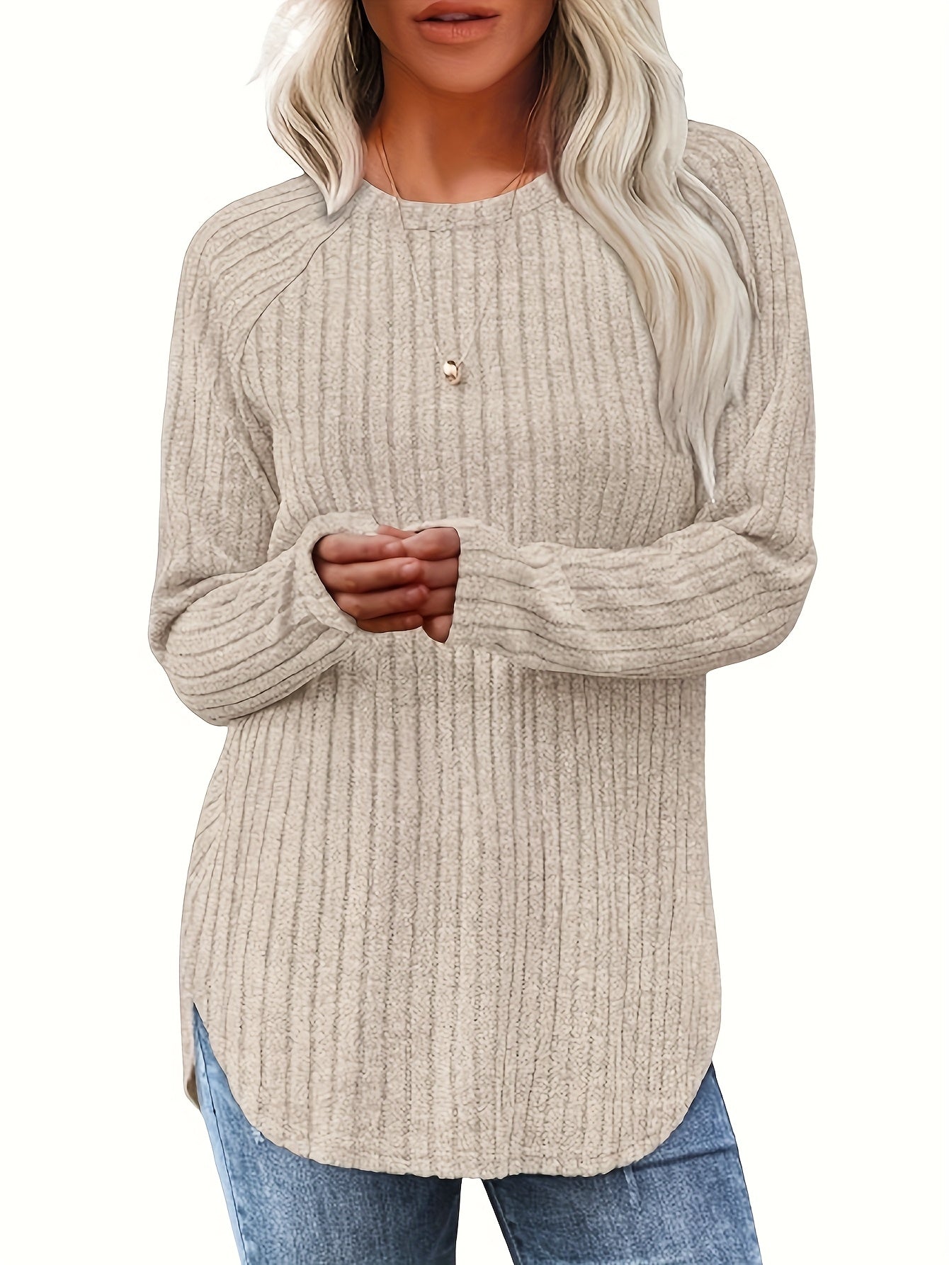 Women's Solid Color T-Shirt - Long Sleeve – 5-Variant Selection detail view