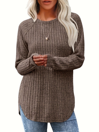 Women's Solid Color T-Shirt - Long Sleeve – 5-Variant Selection detail view