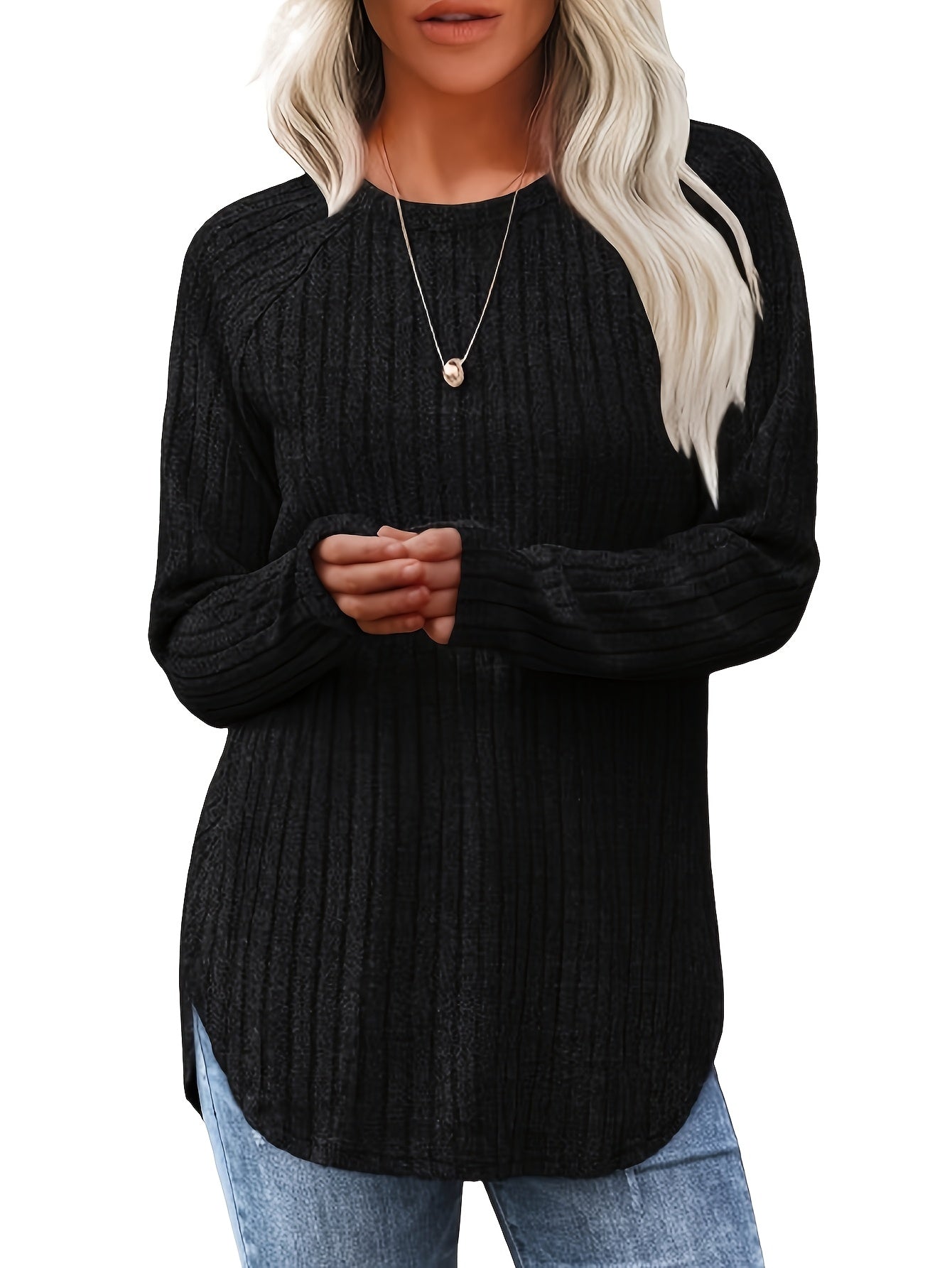 Women's Solid Color T-Shirt - Long Sleeve – 5-Variant Selection detail view