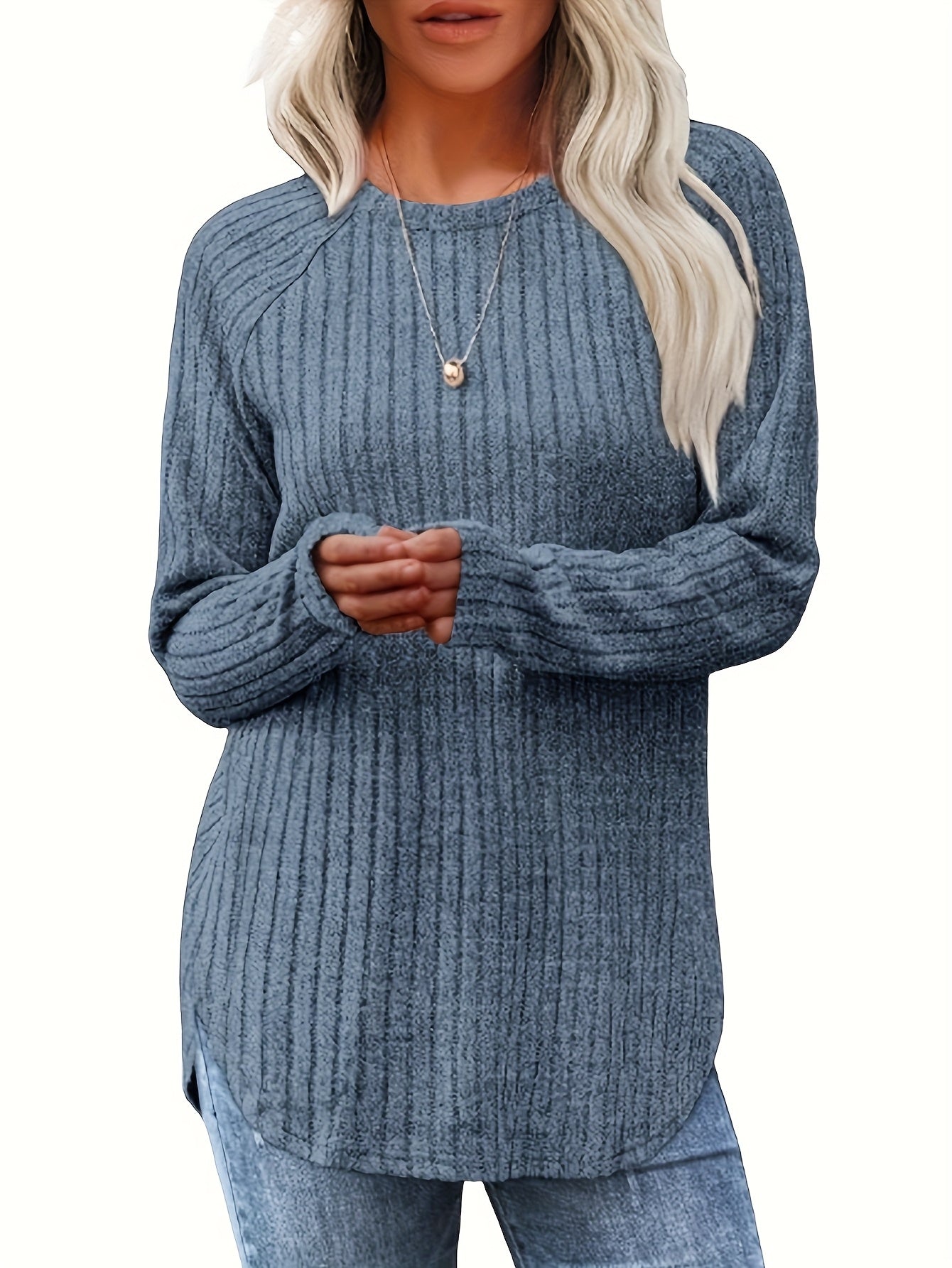 Women's Solid Color T-Shirt - Long Sleeve – Sizes M–XXL detail view