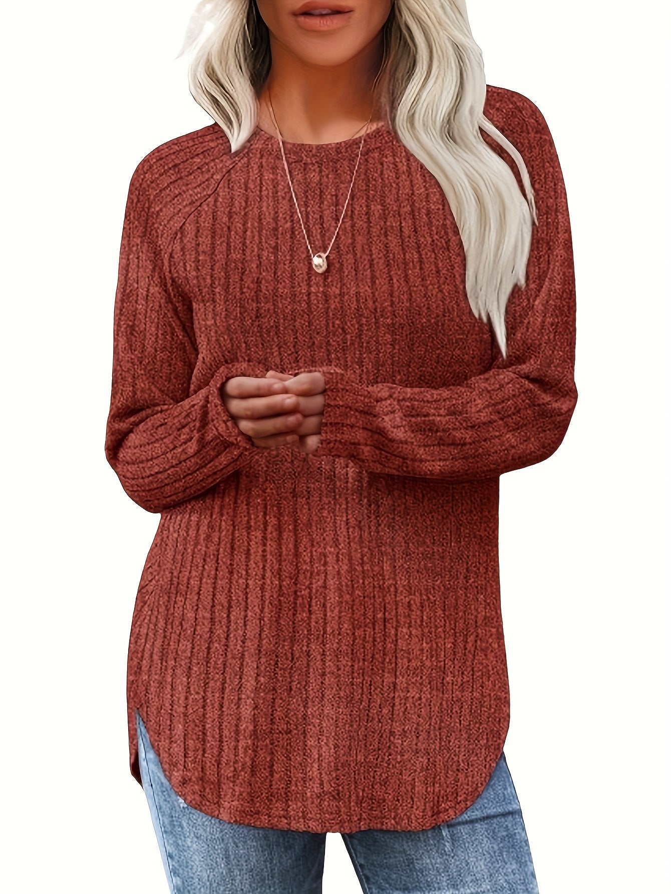 Women's Solid Color T-Shirt - Long Sleeve – Sizes M–XXL detail view